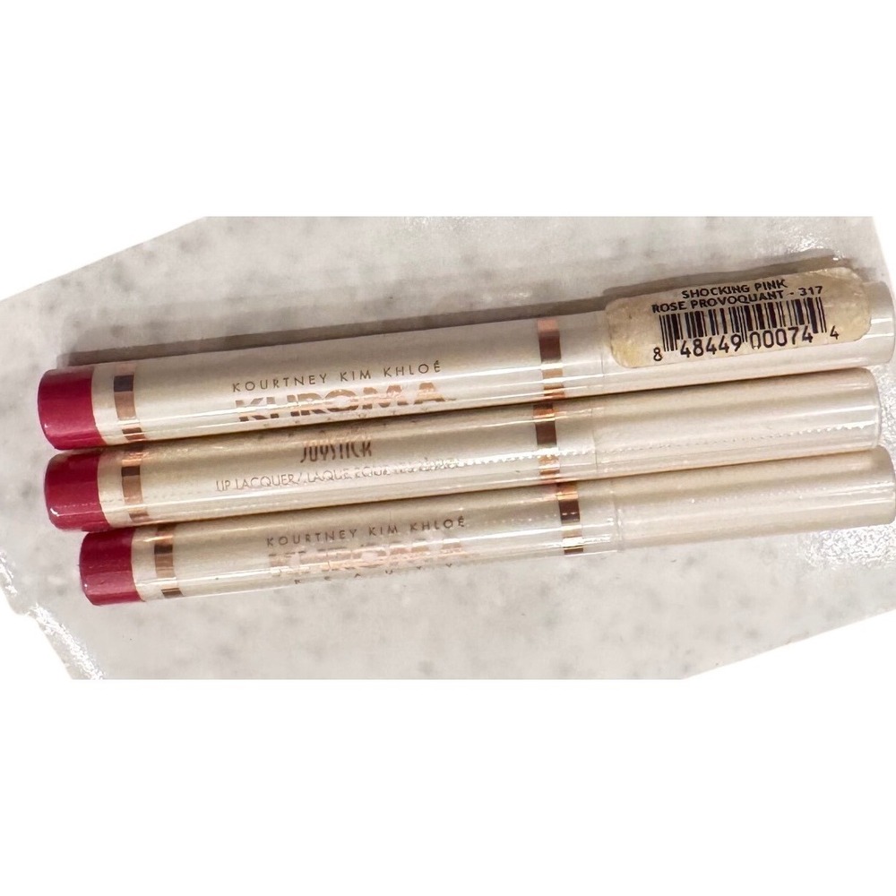 Khroma Beauty Kardashian Joystick Lip Lacquer 317 Shocking Pink Set 3 NOS Sealed